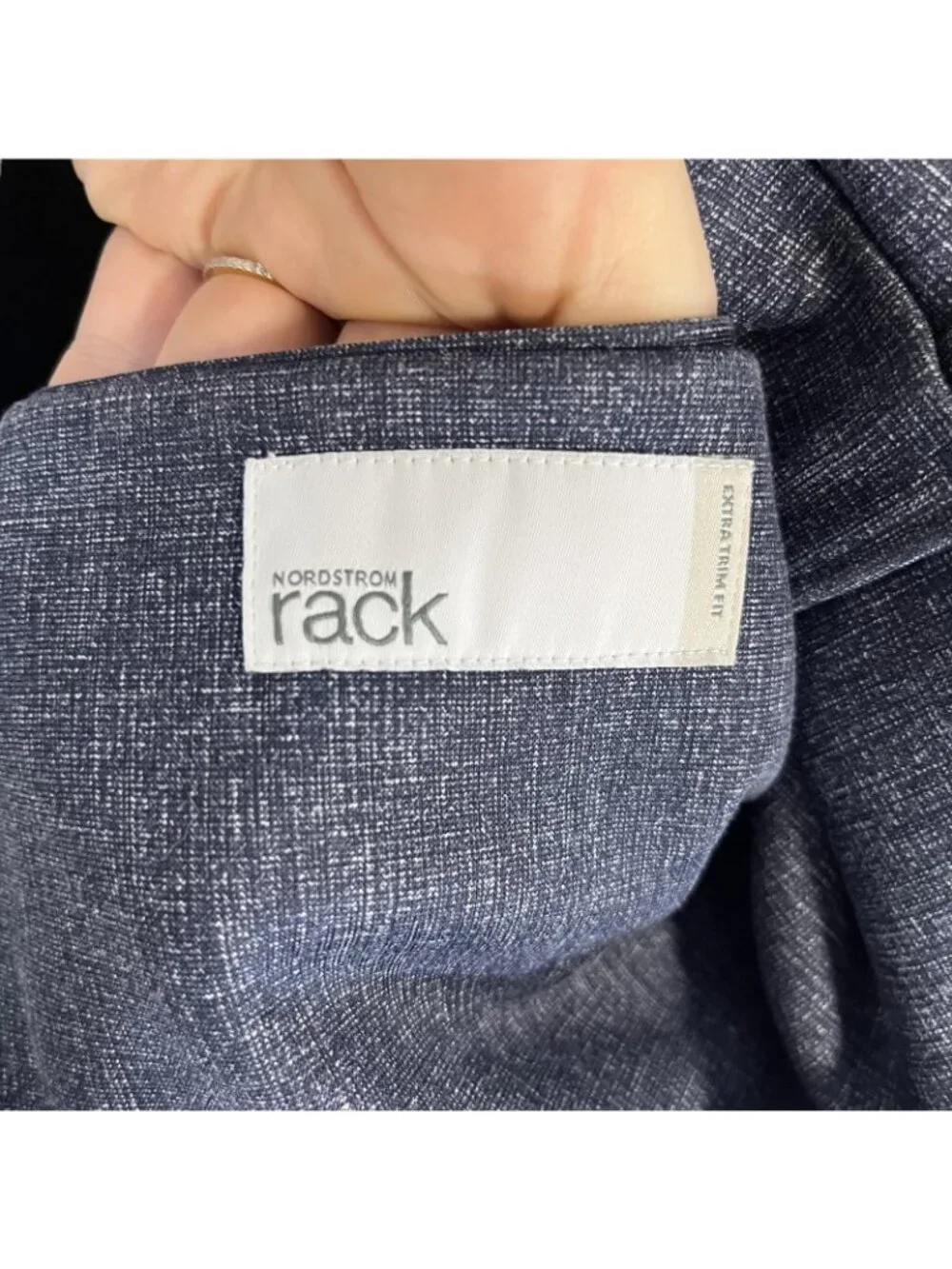 Nordstrom Rack Suit Mens 36 Blue Tweed Polyester Stretch 2 Piece 34x30 Tapered